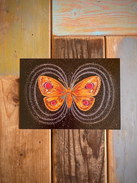BUTTERFLY ANIMAL MAGIC card, A5 size. Artprint with a story/message. Altar Card Ancient wisdom for the new Earth. A gift to send to surprise - image 1